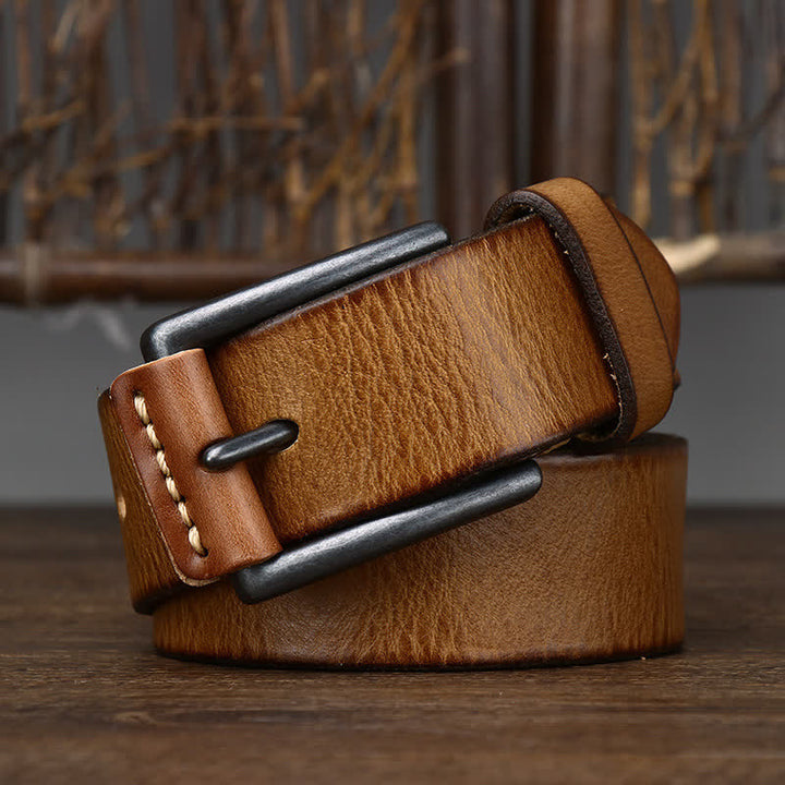 Cinturón de cuero vaquero brillante retro con estilo para hombre