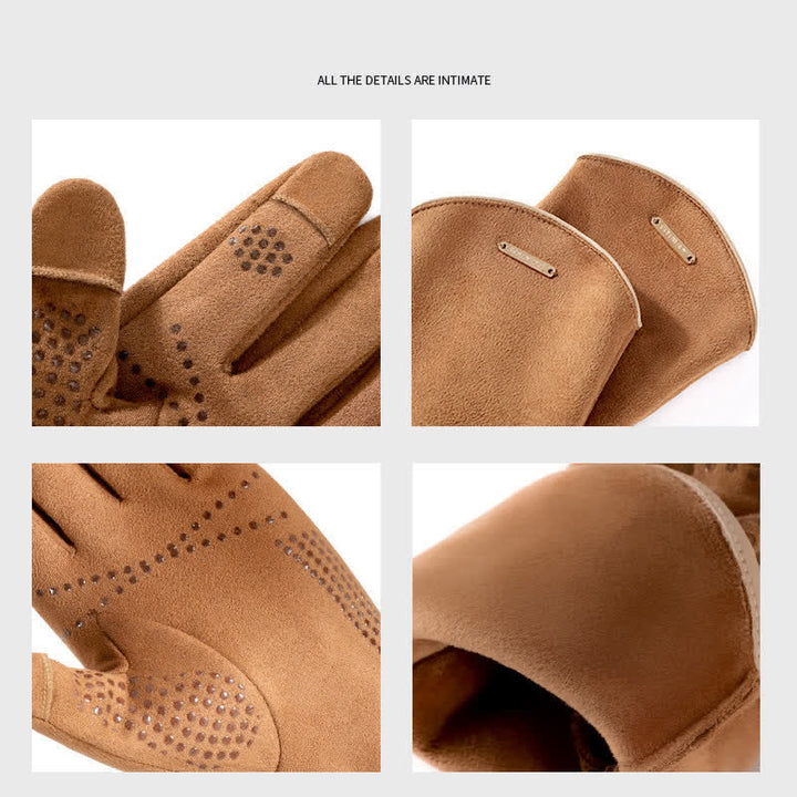 Guantes térmicos de terciopelo con dedos separados de gamuza