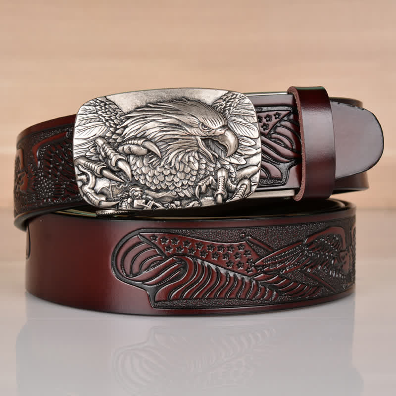 Cinturón de cuero con hebilla automática Mighty Eagle Sharp Claw para hombre