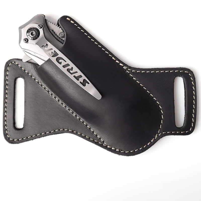 Funda de cuero para cuchillo plegable EDC, funda para cinturón