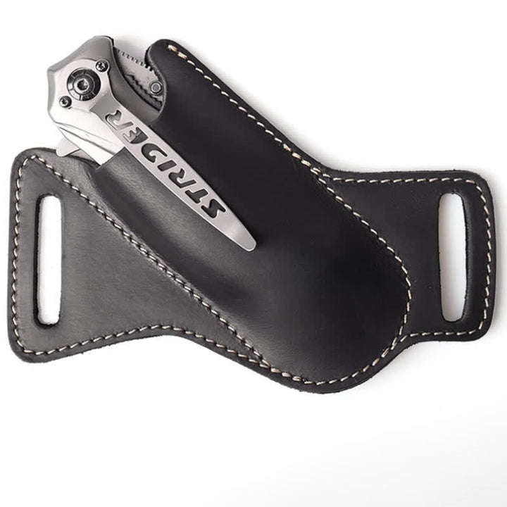 Funda de cuero para cuchillo plegable EDC, funda para cinturón