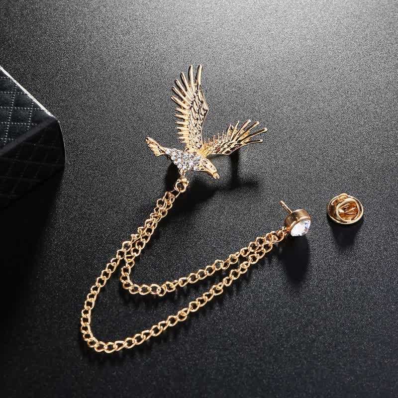 Broche de diamantes de imitación con águila en vuelo para hombre