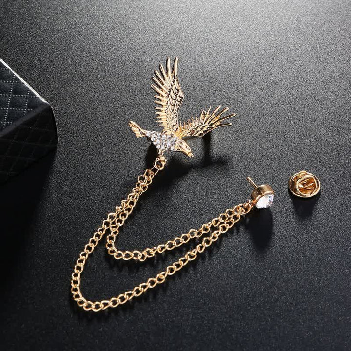 Broche de diamantes de imitación con águila en vuelo para hombre