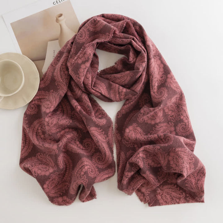 Bufanda corta con borlas y estampado de cachemira para mujer para otoño e invierno