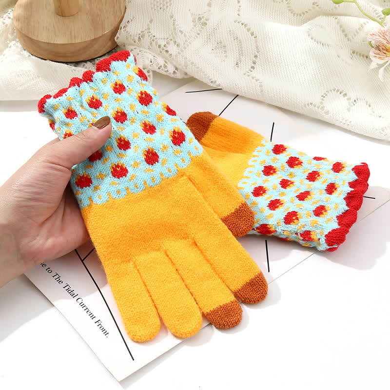 Guantes tejidos con dedos completos para jardinería y pantallas táctiles para mujer