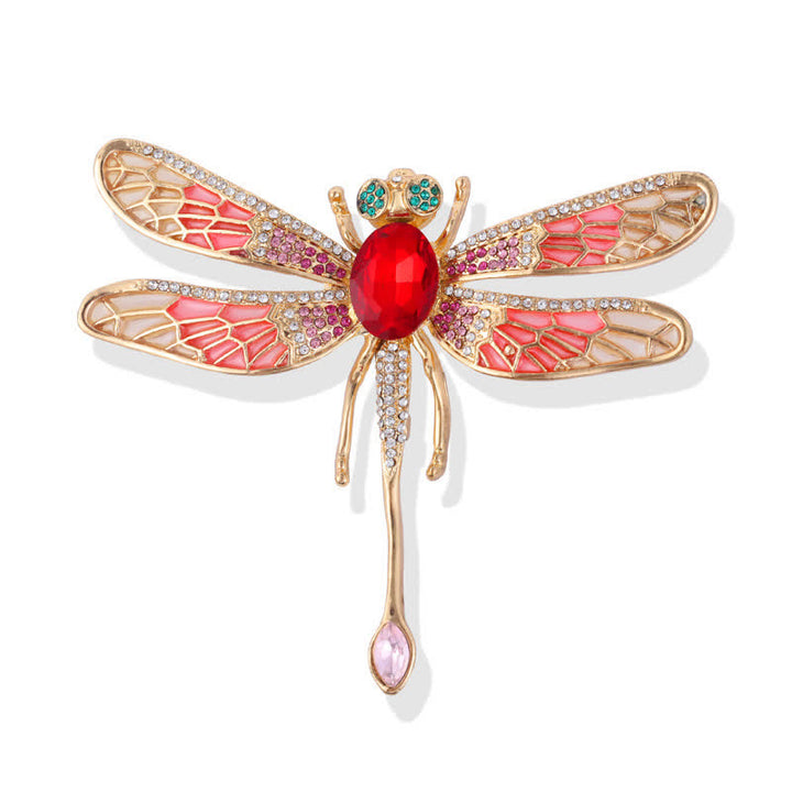 Broche de diamantes de imitación con forma de libélula de lujo para mujer