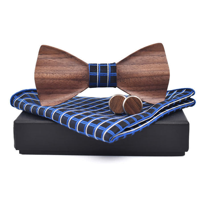 Juego de 3 pajaritas de madera de nogal negro para hombre