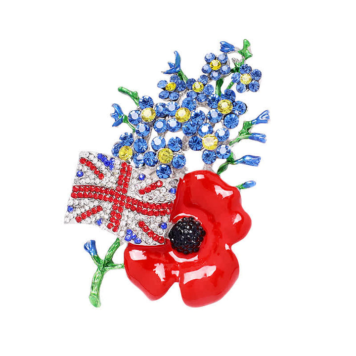 Broche unisex con amapola y bandera de la Unión multicolor
