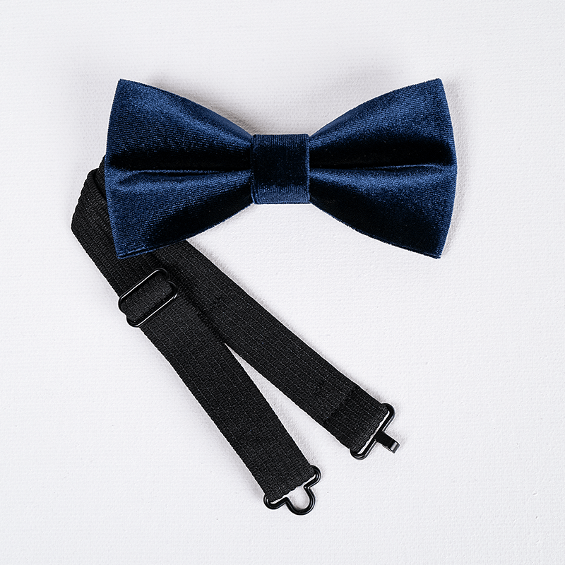Pajarita de terciopelo de color azul marino liso para hombre