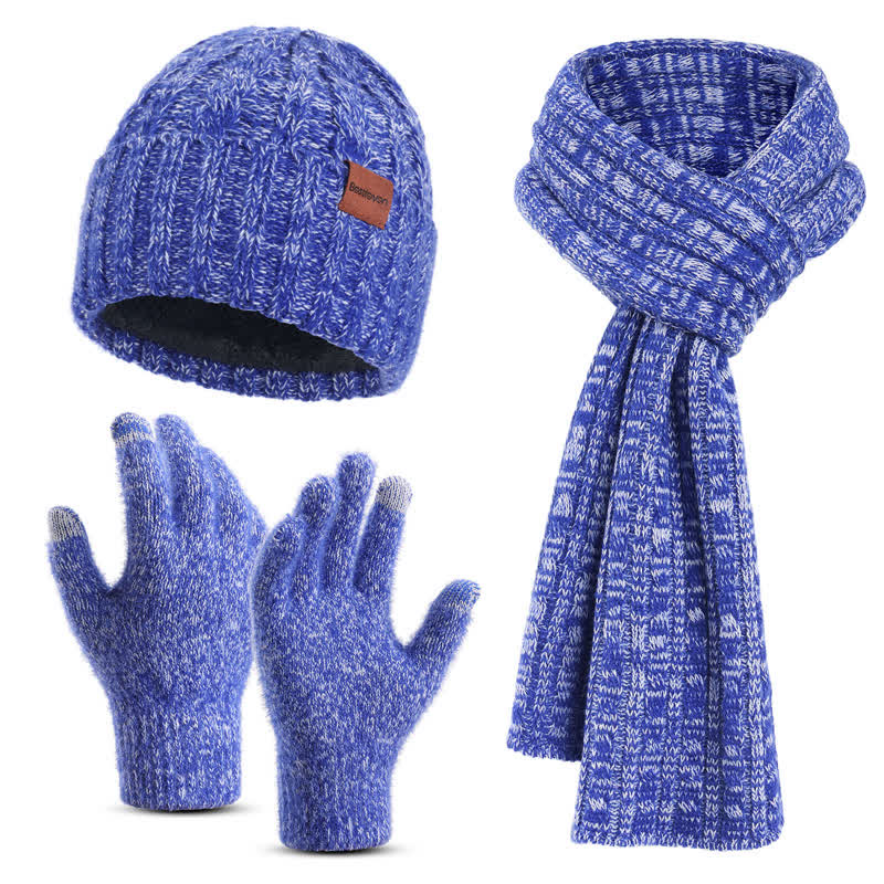 Conjunto de 3 guantes unisex elegantes con bufanda larga y pantalla táctil