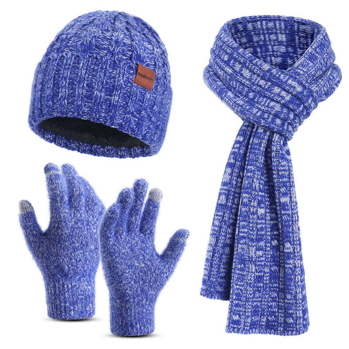 Conjunto de 3 guantes unisex elegantes con bufanda larga y pantalla táctil