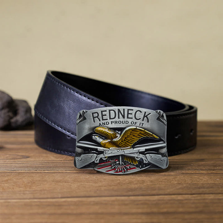 Cinturón de cuero con hebilla de águila esmaltada estilo redneck para hombre, hecho a mano