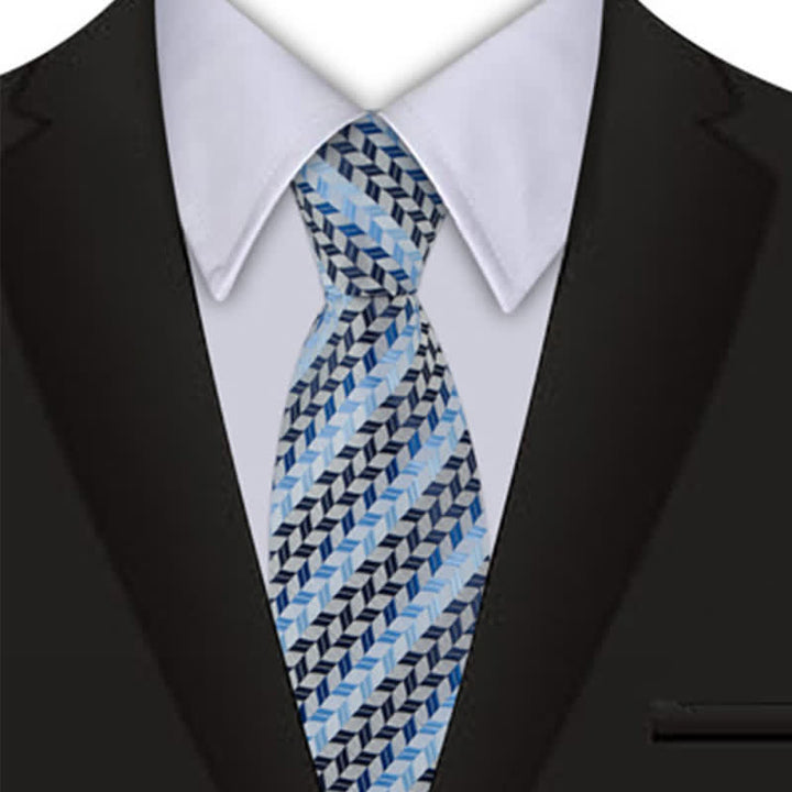 Corbata de hombre con diseño geométrico creativo en tonos azules