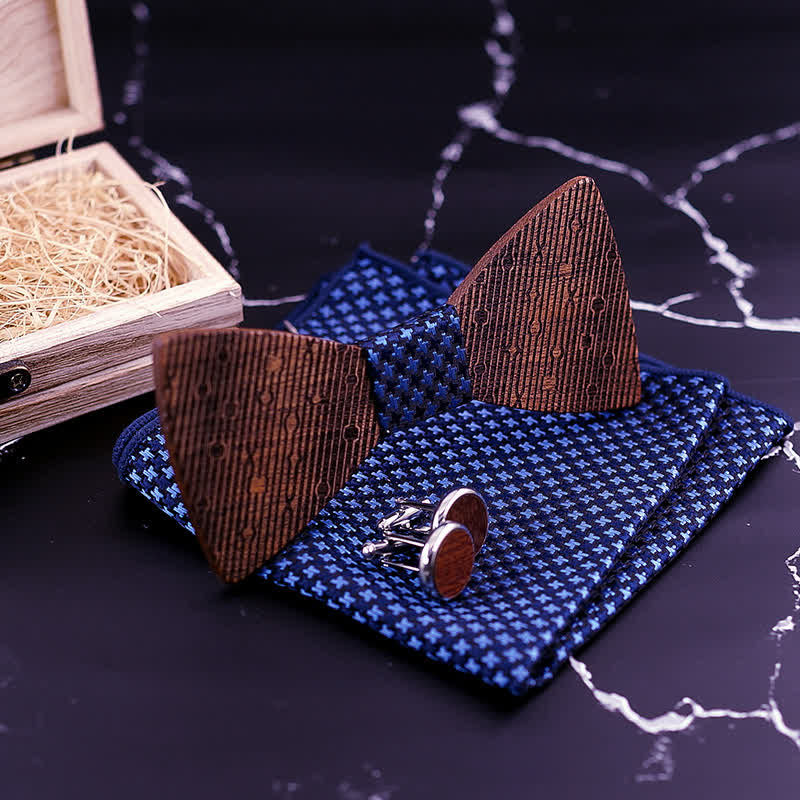 Juego de 3 pajaritas de madera con forma de hojas huecas para hombre.
