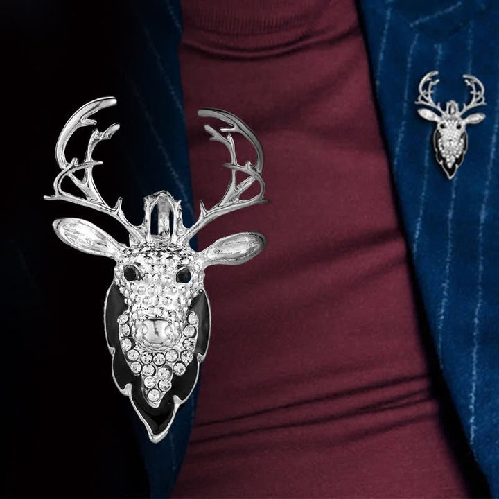 Broche de cabeza de ciervo con alce brillante para hombre