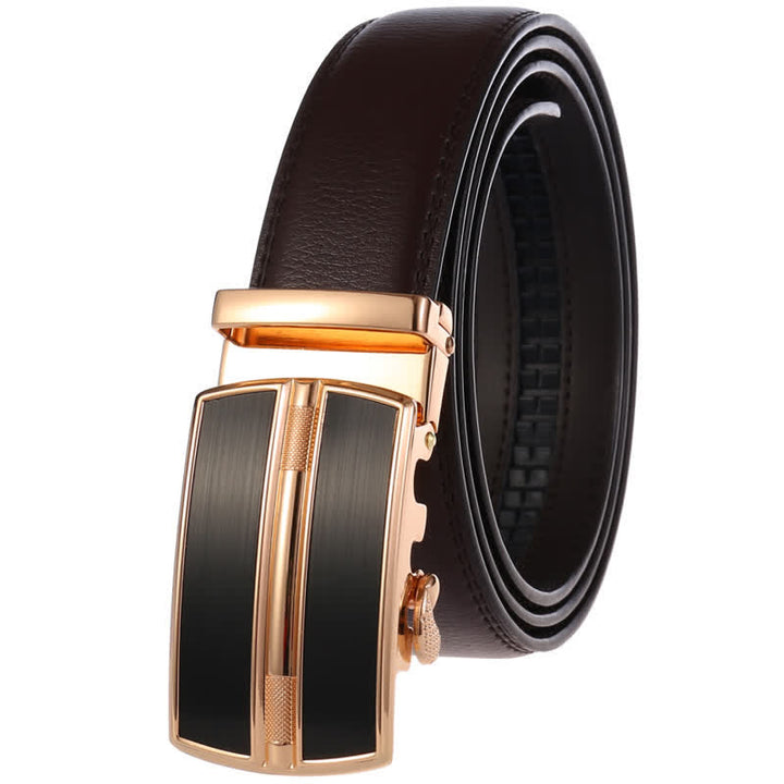 Cinturón de cuero con hebilla automática hueca simple para hombre
