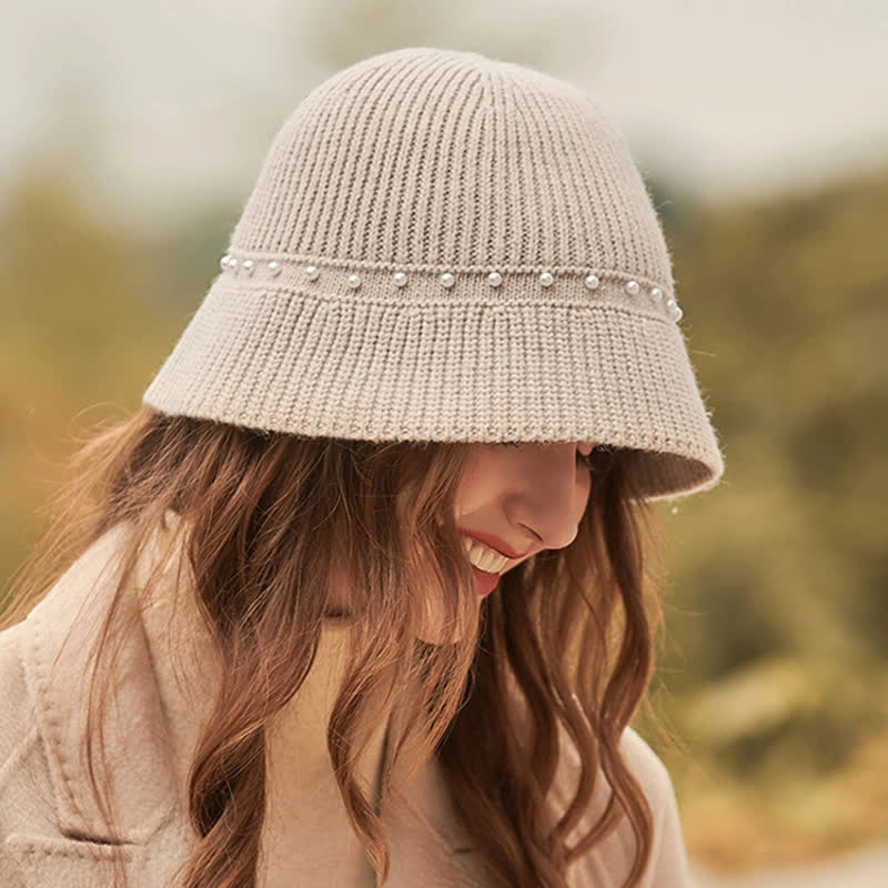 Sombrero de pescador con perlas para vacaciones de mujer