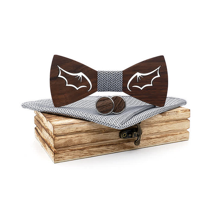 Juego de 3 pajaritas de madera con alas de demonio para hombre