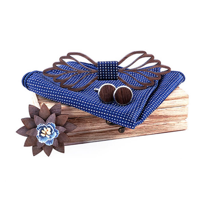 Juego de 4 pajaritas de madera con forma de hojas huecas para hombre