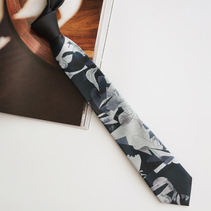 Corbata para hombre con pintura artística negra del Guernica