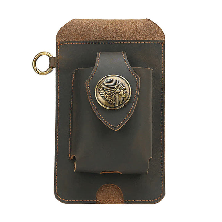Funda para teléfono con botón magnético y correa de cuero Crazy Horse
