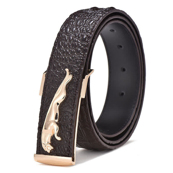 Cinturón de cuero con hebilla de leopardo para hombre, de lujo, para negocios