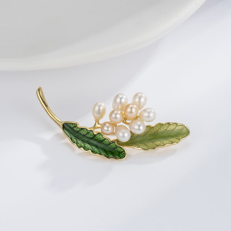 Broche de jazmín con perlas de agua dulce para mujer