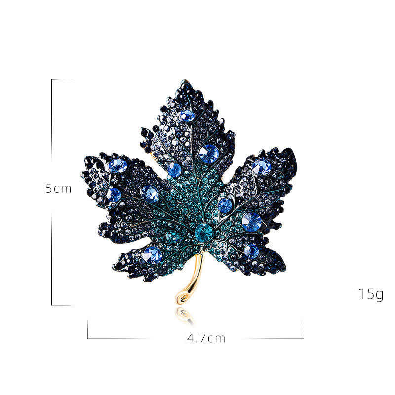 Broche de hoja de arce con cristales de imitación para mujer