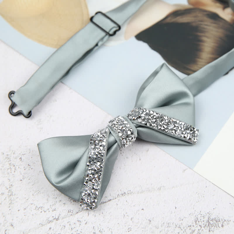 Pajarita de boda con brillantes diamantes de imitación para hombre