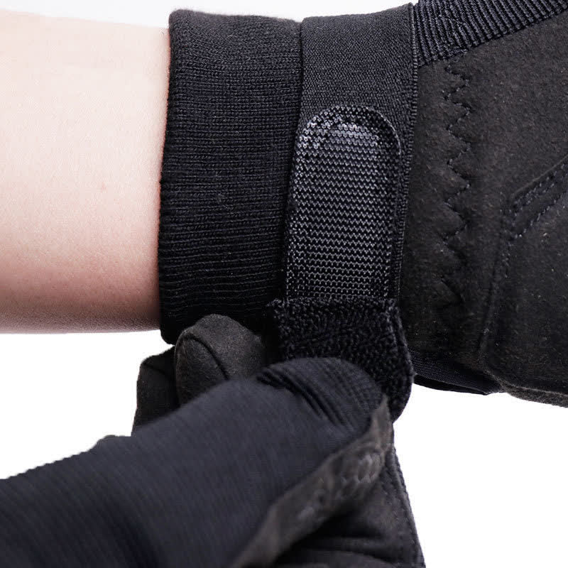 Guantes tácticos negros de dedos completos para actividades al aire libre y montañismo