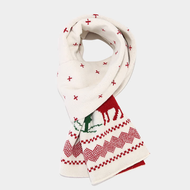 Conjunto de 3 guantes y bufanda de jacquard con diseño de reno para mujer