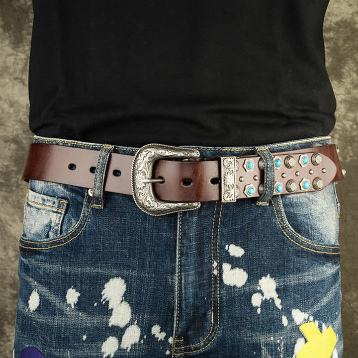 Cinturón unisex lujoso con detalles en turquesa de imitación