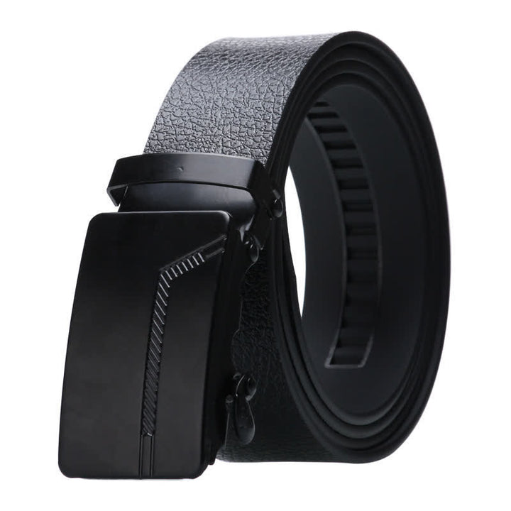 Cinturón de cuero negro con hebilla automática para hombre