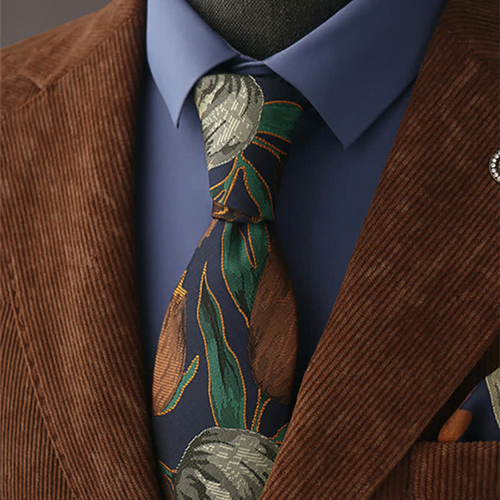 Elegante corbata con estampado floral y tulipanes para hombre de Navy & Peru