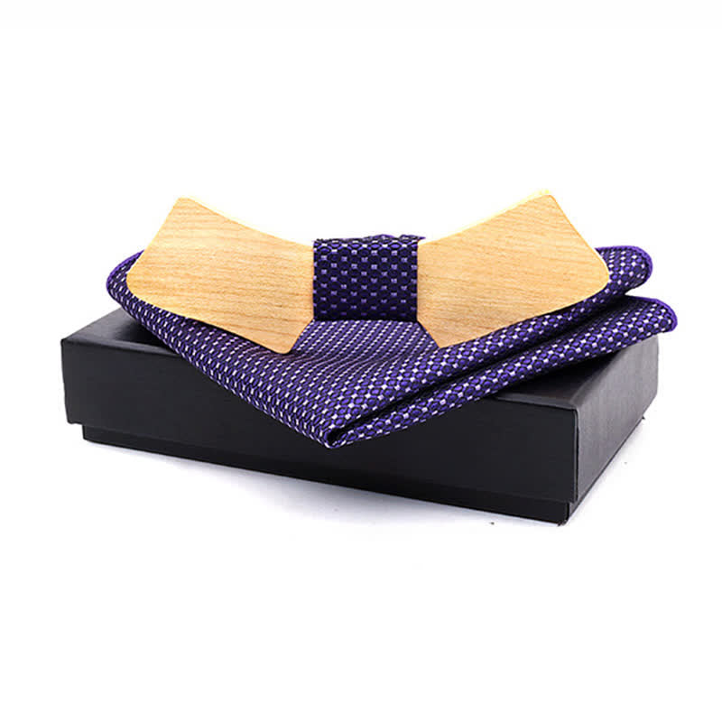 Juego de 2 pajaritas de madera con forma de collar para hombre