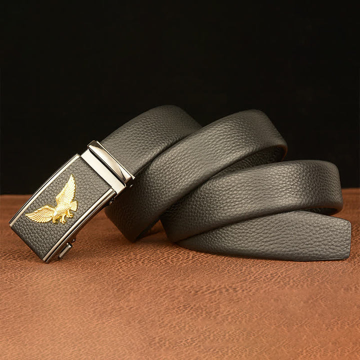 Cinturón de cuero con hebilla automática para hombre, estilo ejecutivo, con águila y halcón