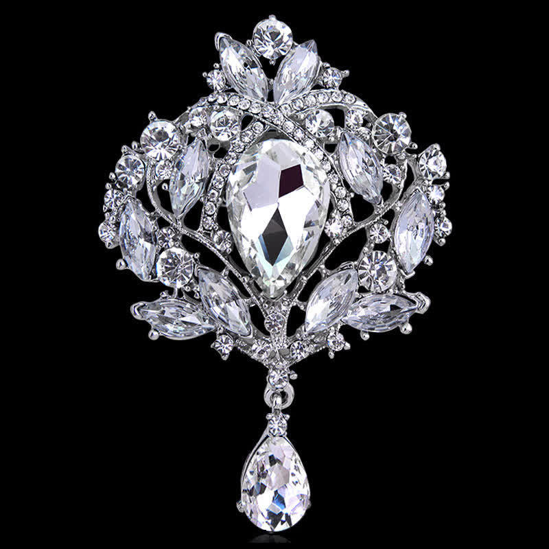 Broche de gota de agua con capullo floral brillante para mujer