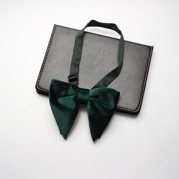 Pajarita de boda de terciopelo de gran tamaño y punta para hombre