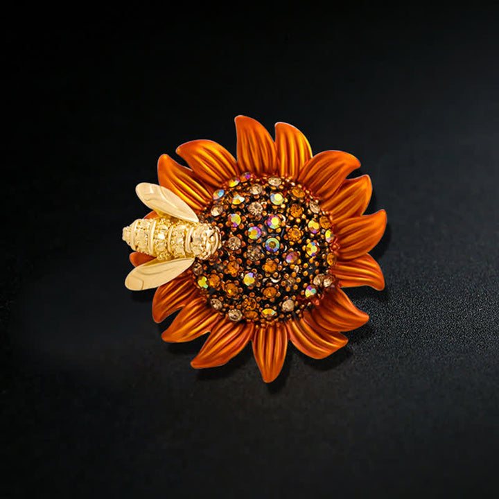 Broche de abeja encantadora con girasoles vivos para mujer