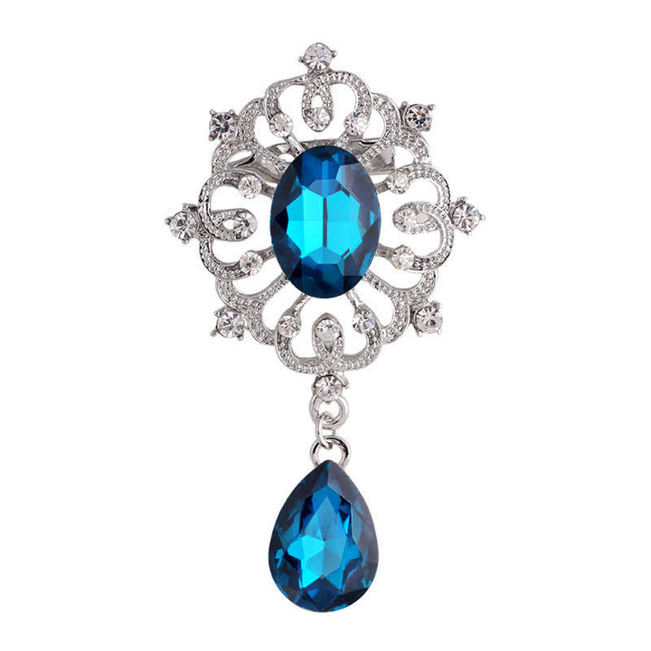 Broche antiguo adornado con forma de gota de agua para mujer