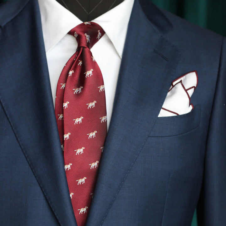 Corbata de rayas con motivos animales repetidos para hombre