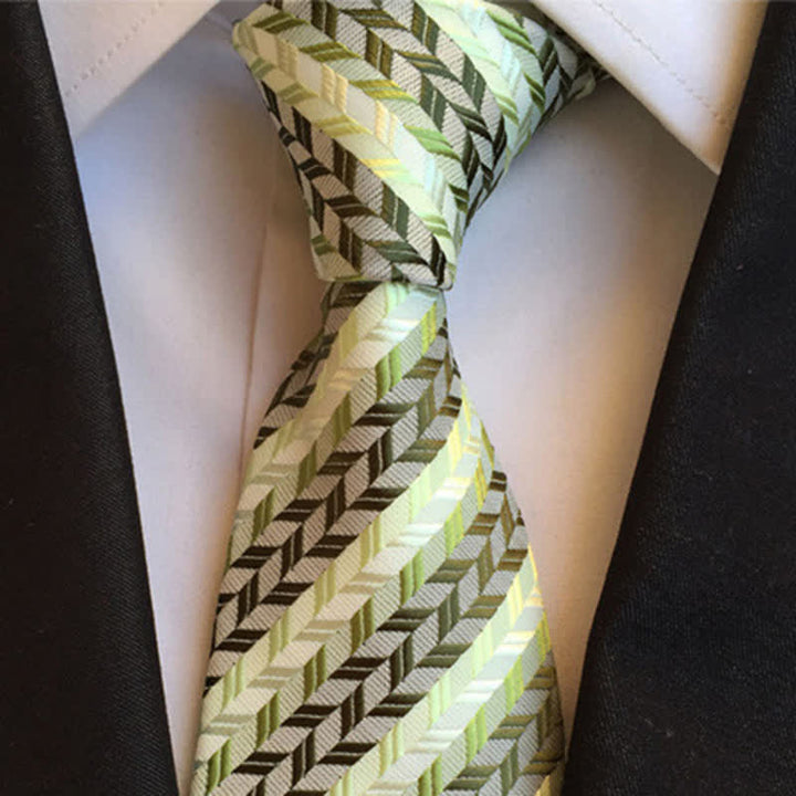 Corbata de rayas con espinas de pescado rotas para hombre