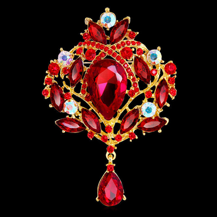 Broche de gota de agua con capullo floral brillante para mujer