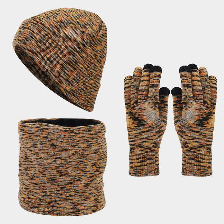 Juego de 3 guantes y bufanda unisex multicolores para teñir
