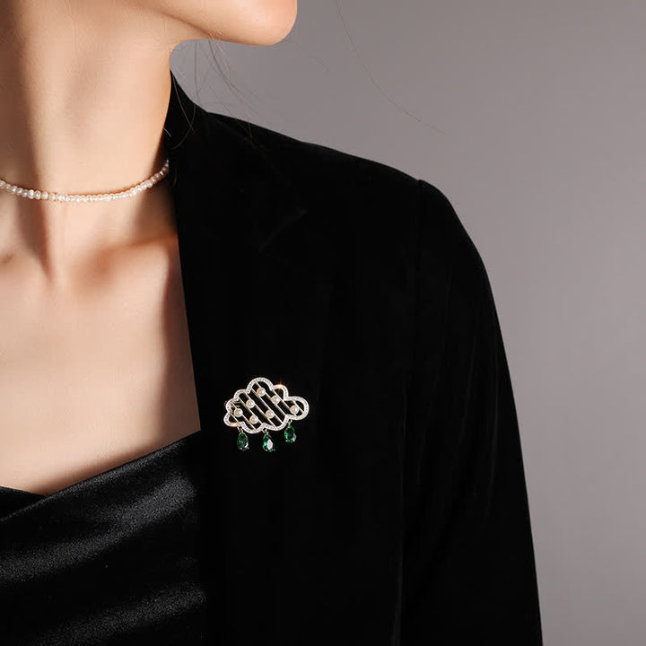 Broche de perlas con forma de nube lluviosa para mujer