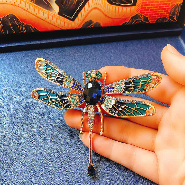 Broche de diamantes de imitación con forma de libélula de lujo para mujer