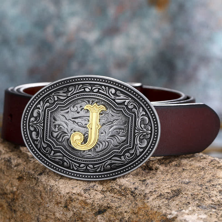 Cinturón de cuero unisex con hebilla y relieve de letras iniciales de hip hop, ideal para hacer uno mismo