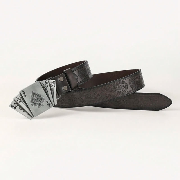 Cinturón de cuero para juegos de póquer y naipes para hombres