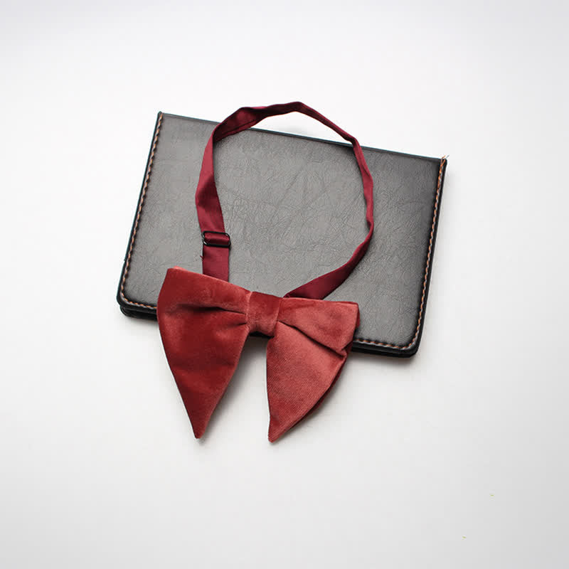 Pajarita de boda de terciopelo de gran tamaño y punta para hombre