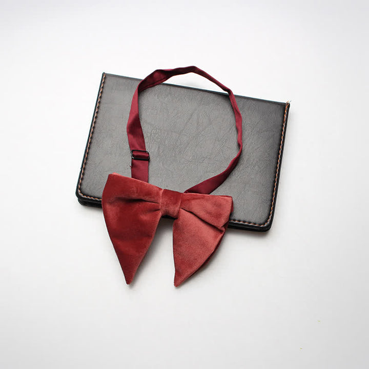 Pajarita de boda de terciopelo de gran tamaño y punta para hombre
